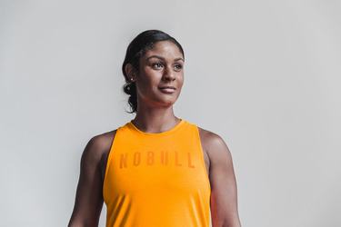 Nobull High-Neck Neon Women's Tank Tops Orange | Australia (XH4107)